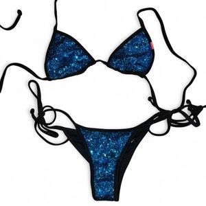 Blue Sequin Bikini Set